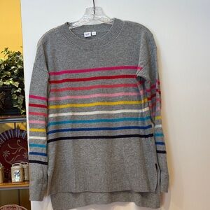 GAP Women's Gray Sweater with Colorful Stripes